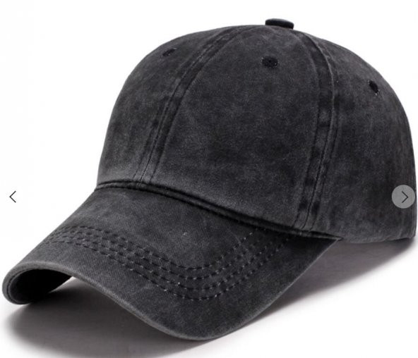 Beyzbol Şapkası 100 Pamuk Düz Eskitme - Yeni Sezon – Son Trend - Siyah