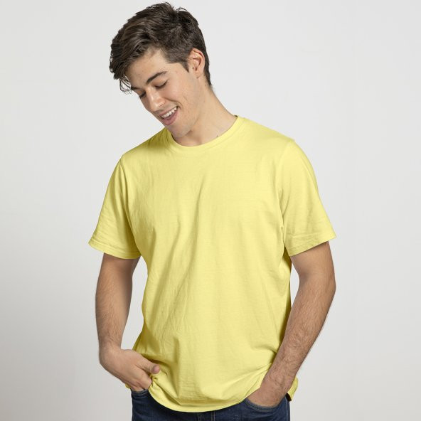 KLASİST Erkek Regular Fit T-Shirt Sarı Bisiklet Yaka