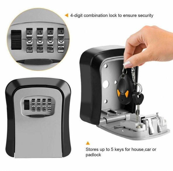 Mühlen Safe Key 3 Şifreli Çelik Kasa Anahtar Kasası Kutusu Anahtarlık Dış Mekana Uygun