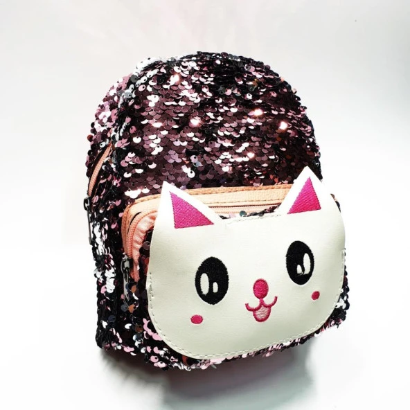 Pudra Renk Kedi Figürlü Çocuk Çantası - 12