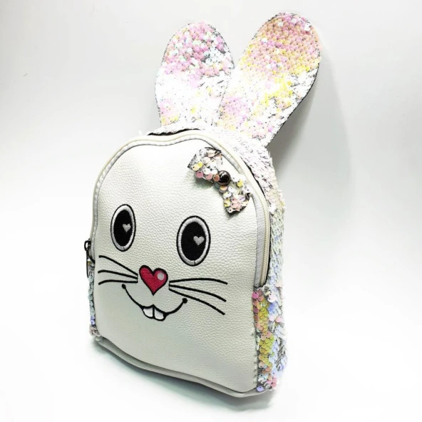 Tavşan Figürlü Beyaz Renk Çocuk Sırt Çantası - 8