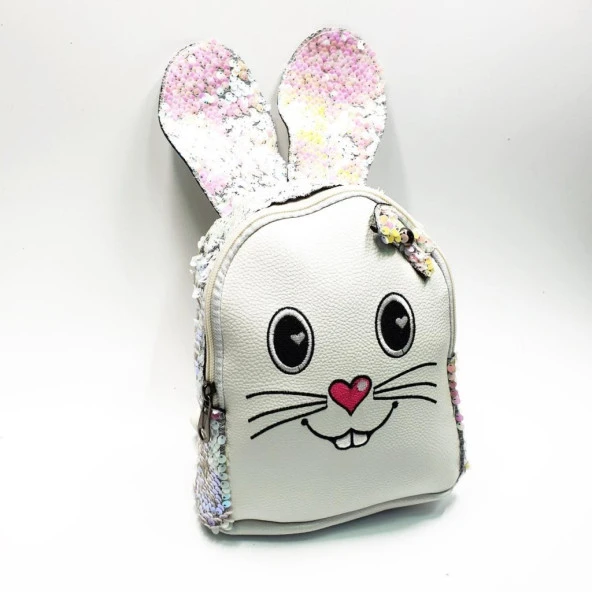 Tavşan Figürlü Beyaz Renk Çocuk Sırt Çantası - 9