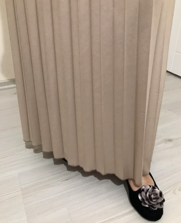 butikxxl  deri görünümlü soley pliseli beli gipe lastikli tam boy prenses etek - 9