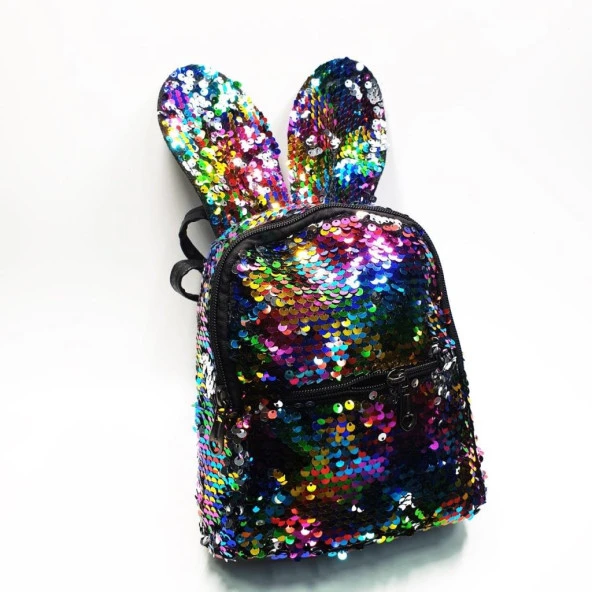 Tavşan Kulaklı Gökkuşağı Renk Çocuk Sırt Çantası - 6