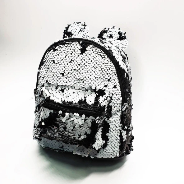 Küçük Boy Küçük Kulaklı Siyah Bayaz Renk Çocuk Sırt Çantası - 12