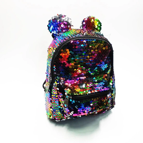 Küçük Boy Küçük Kulaklı Gökkuşağı Renk Çocuk Sırt Çantası - 6