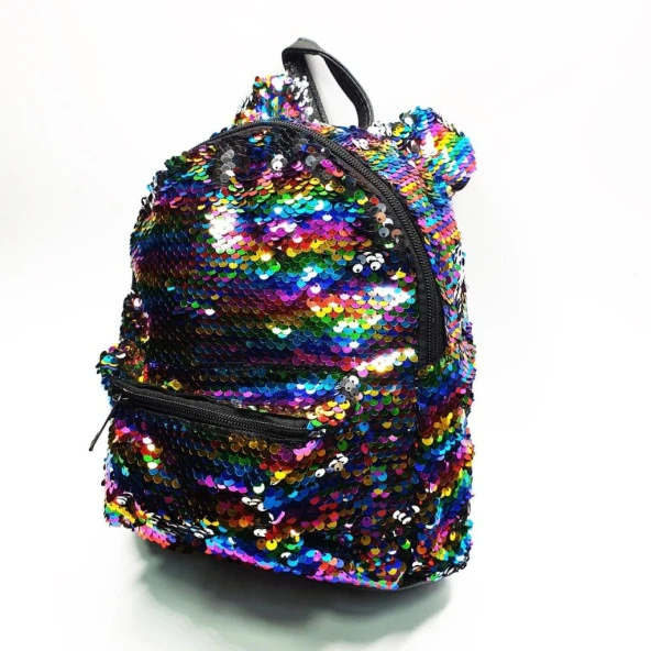 Orta Boy Küçük Kulaklı Gökkuşağı Renk Çocuk Sırt Çantası - 7