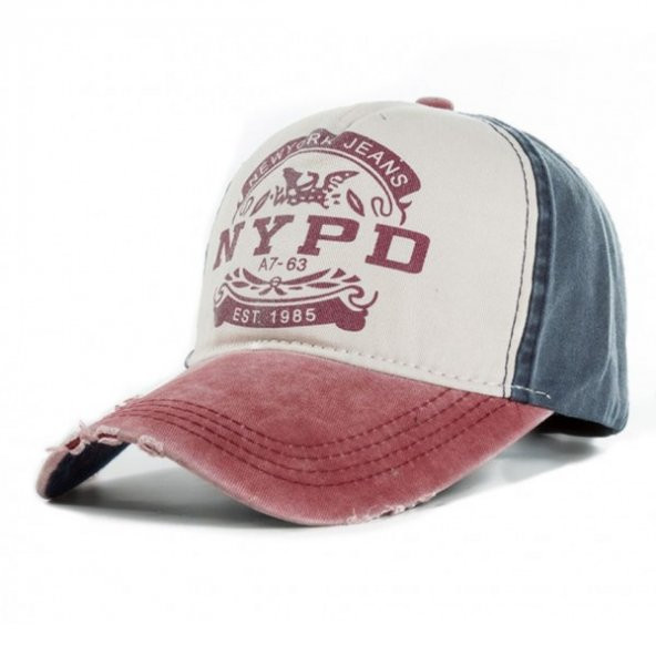 Perlotus NYPD Şapka Eskitme Tasarım 2020 Yeni Sezon BORDO MAVİ