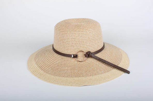 Perlotus Kadın Hasır Şapka 2020 Bej Tokalı Model:12