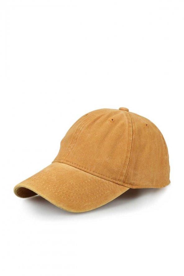 Beyzbol Şapkası 100 Pamuk Düz Eskitme - Yeni Sezon – Son Trend - Sarı - 4