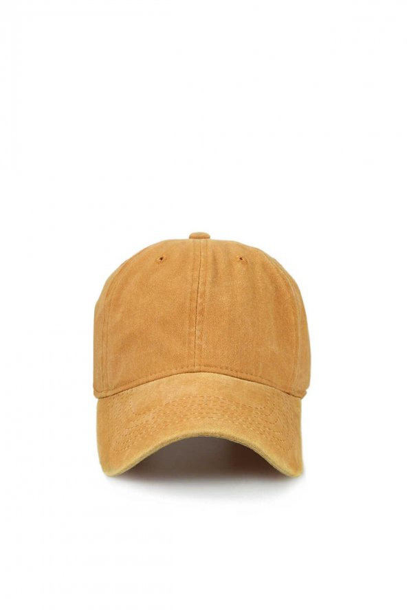 Beyzbol Şapkası 100 Pamuk Düz Eskitme - Yeni Sezon – Son Trend - Sarı - 5