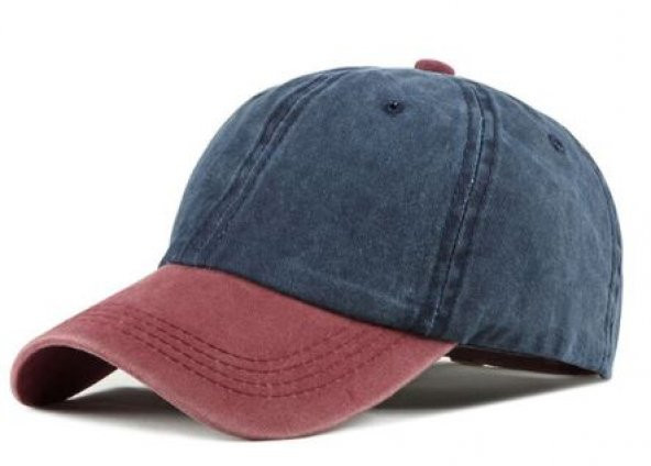 Beyzbol Şapkası 100 Pamuk Düz Eskitme - Yeni Sezon – Son Trend -Bordo Lacivert