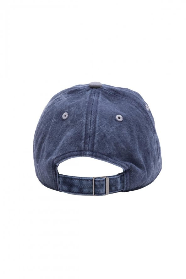 Beyzbol Şapkası 100 Pamuk Düz Eskitme - Yeni Sezon – Son Trend - Gri Lacivert - Resim 3