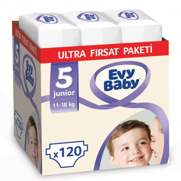 Evy Baby Bebek Bezi 5 Numara Junior Ultra Fırsat Paketi 120 Adet - 1
