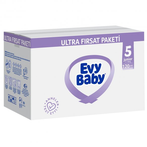 Evy Baby Bebek Bezi 5 Numara Junior Ultra Fırsat Paketi 120 Adet - 2