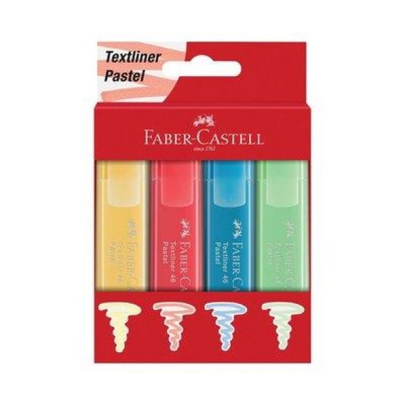 Faber-Castell Fosforlu Kalem 46 Pastel Renkler 4lü Karton