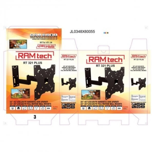 RAMtech RT-321pro 22 inç İLE 42 inç ARASI TEK KOLLU HAREKETLİ ASKI APARATI LCD LED PLAZMA 1025 - 7
