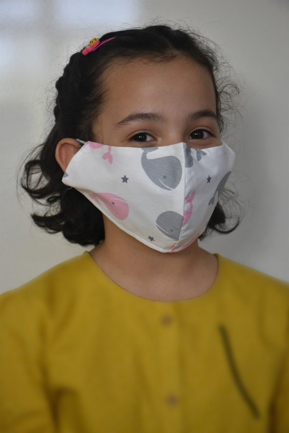Balina Baskılı Kız Çocuk Maskesi