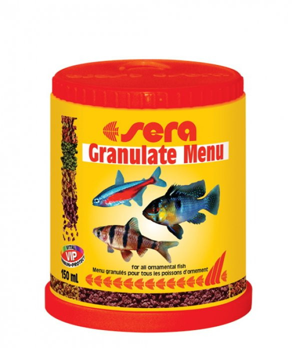 Sera granulate Menu Topluluk Akvaryumu Karışık granül Balık Yemi 150 ml 66 gr