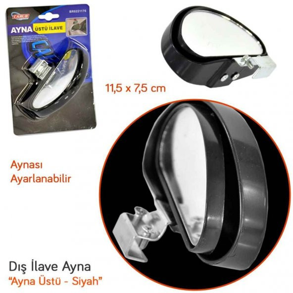 Carub Ayna Üstü Dış İlave Ayna Siyah 11,5x7,5 cm BR0221176 - 2