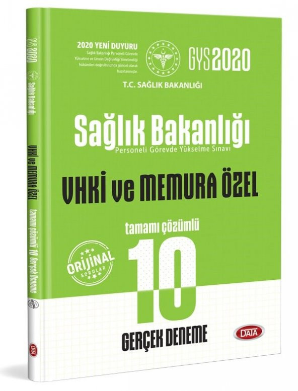 Data Yayınları 2020 Sağlık Bakanlığı ve Bağlı Kuruluşları GYS VHKİ ve Memura Özel 10 Deneme