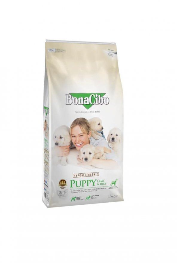 BonaCibo Puppy Lamb Rice Kuzu Etli Yavru Köpek Maması 3 Kg