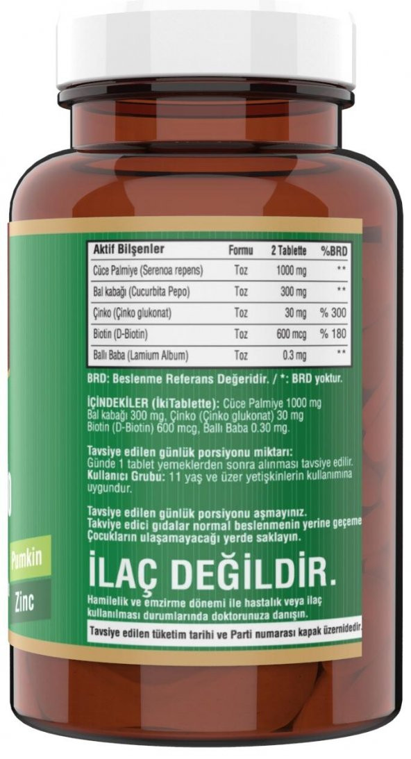 Ncs Saw Palmetto 1000 Mg 120 Tablet Pumpkin Biotin Zinc Complex 2 Adet - 2