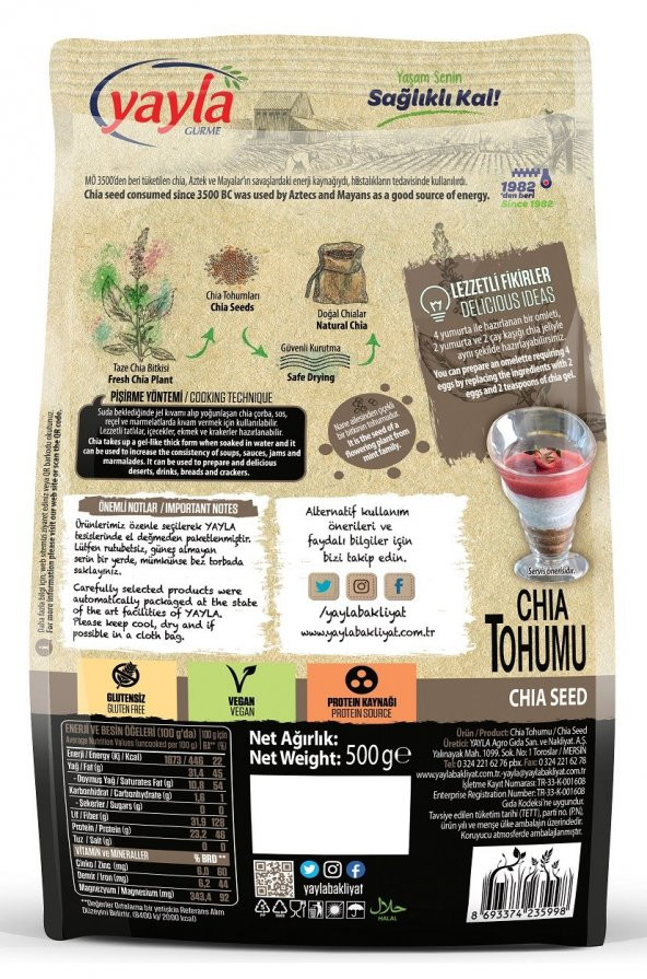 Yayla Gurme Chia Tohumu 500 Gr 2 Adet - 3
