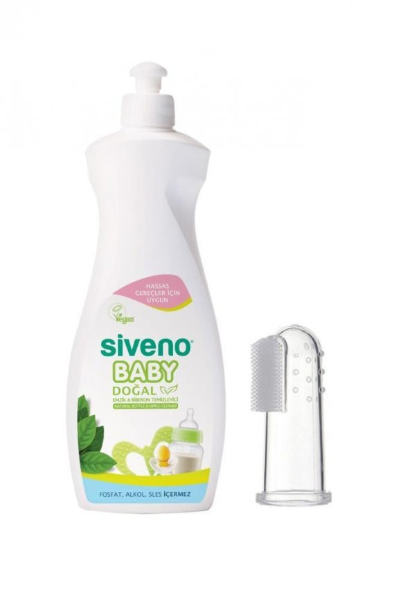 Siveno Baby Emzik & Biberon Temizleyici 500 ml+Smiley Baby Silikon Parmak Diş Fırçası