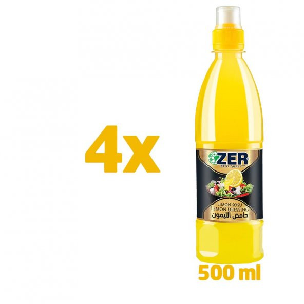 Zer Limon Sosu 500 ml Pet Şişe x 4 Adet