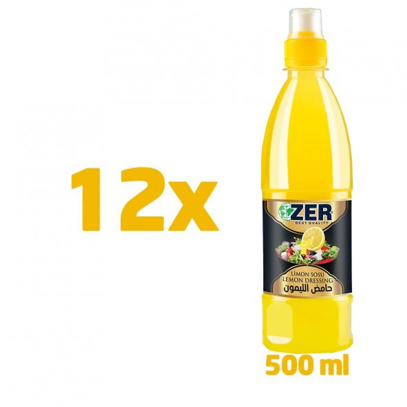 Zer Limon Sosu 500 ml Pet Şişe x 12 Adet