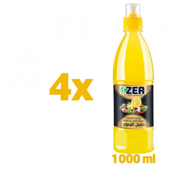 Zer Limon Sosu 1000 ml Pet Şişe x 4 Adet