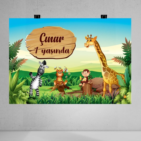 Safari Temalı Doğum Günü Afişi