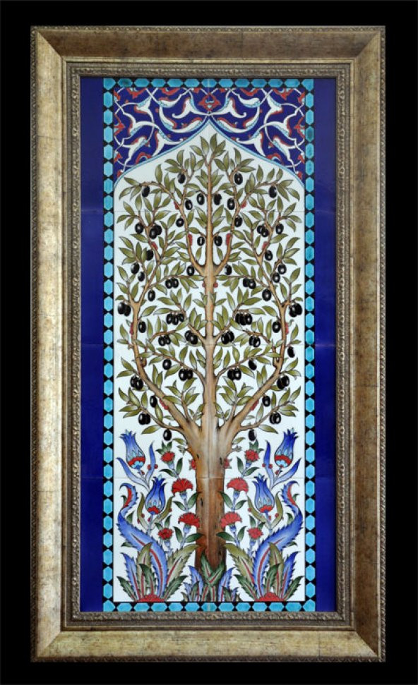 Zeytin Ağacı Çini Pano- 40x80 cm