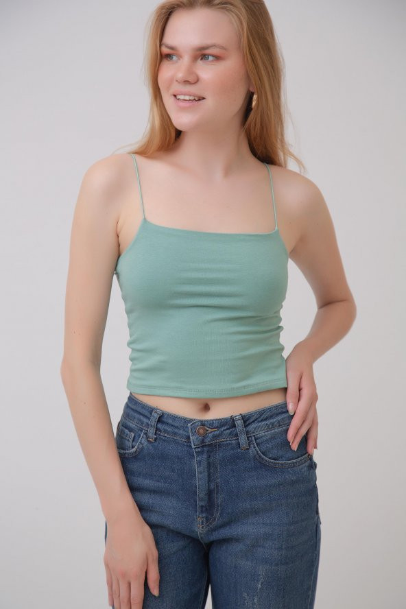 HerTon Omuzdan Lastik Askılı Crop Bluz 141-0002 - 2