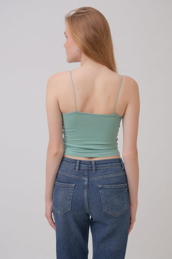 HerTon Omuzdan Lastik Askılı Crop Bluz 141-0002 - 3