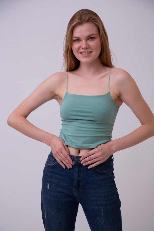 HerTon Omuzdan Lastik Askılı Crop Bluz 141-0002 - 4