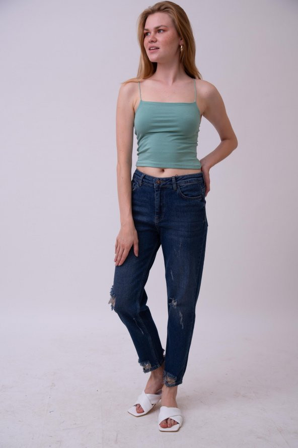 HerTon Omuzdan Lastik Askılı Crop Bluz 141-0002 - 6