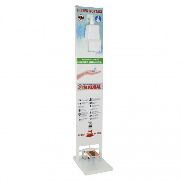 İş Yerleri için Ayak Pedallı DEMİR PROFİL El Dezenfektan Standı - 2