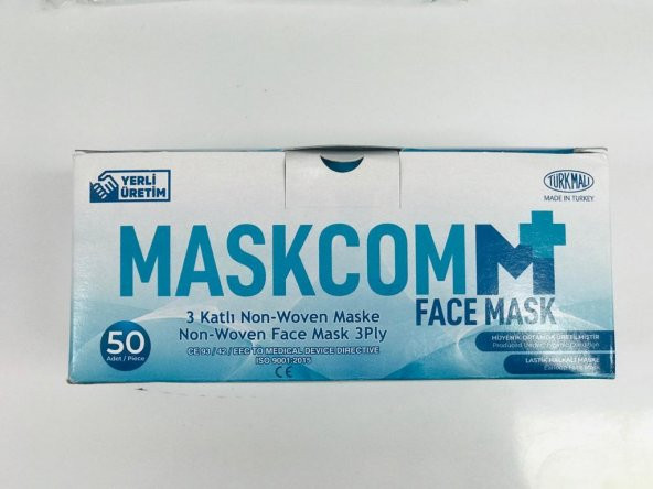 Maskcom 3 Katlı Cerrahi Maske Telli 50li
