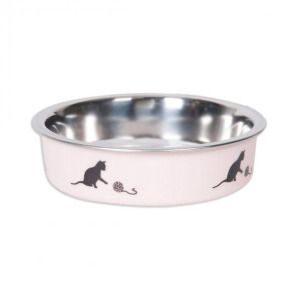 KARLIE ÇELİK KEDİ MAMA KABI PEMBE 160ML