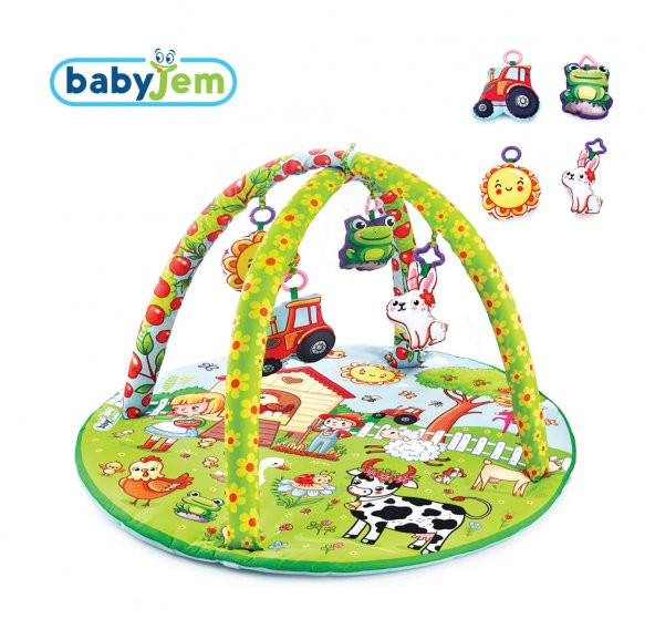 Babyjem Oyuncaklı Oyun Minderi Çiftlik Yuvarlak