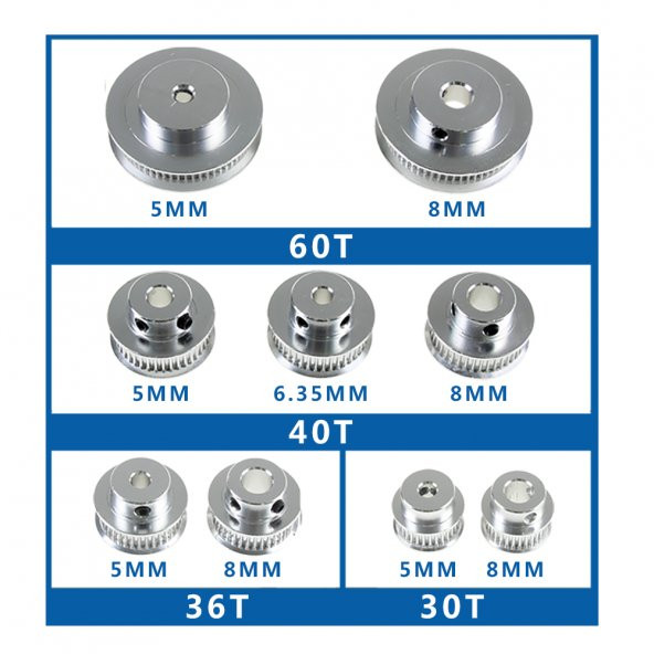GT2 Zamanlama Kasnağı 30 Diş 8mm Kemer 10mm x 1 adet - 1
