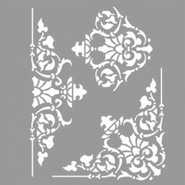 Dantel İşleme Stencil Boyama şablonu 30x30 cm, Duvar Stencil, Fayans Stencil, Mobilya Stencil