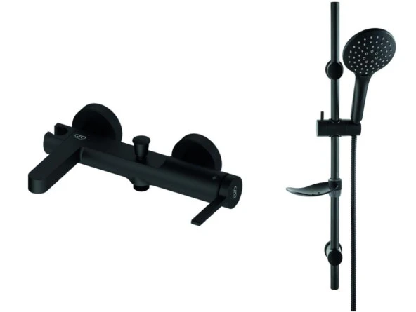 Gpd Gildo 3 Parça Siyah Armatür Musluk Batarya Banyo Seti MLB165-S MBB165-S DST57-S - 3