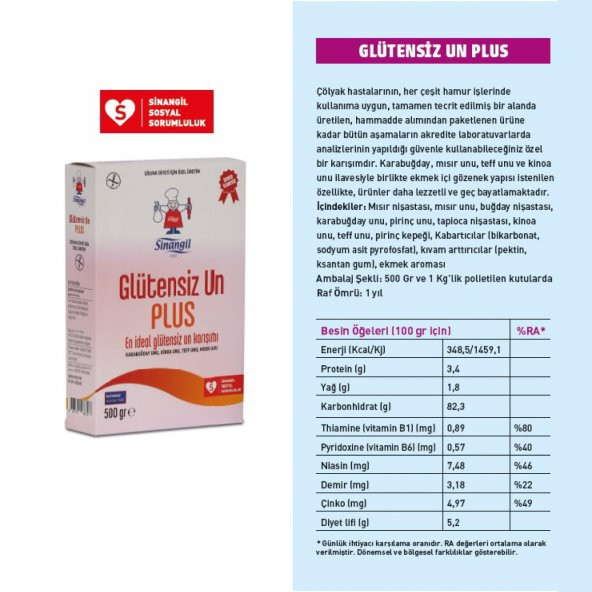 Sinangil Glutensiz Plus Un 500 Gr 6 Adet - 3