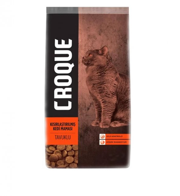 Croque Tavuklu Kısırlaştırılmış Kedi Maması 500 gr+100 gr Hediye