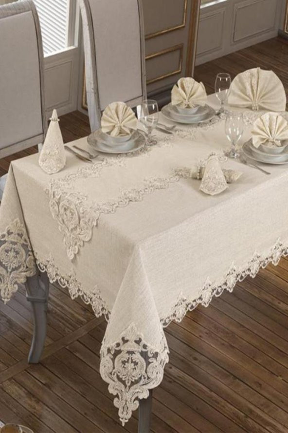 Miray Masa Örtüsü 160x260 Cm 26 Parça Krem - 3