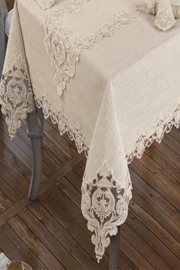 Miray Masa Örtüsü 160x260 Cm 26 Parça Krem - 4