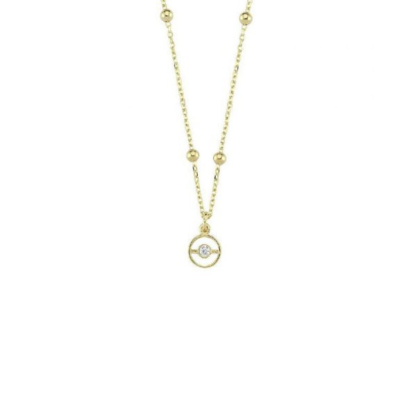 14 Ayar Altın Taşlı Halka Kolye ürün görseli